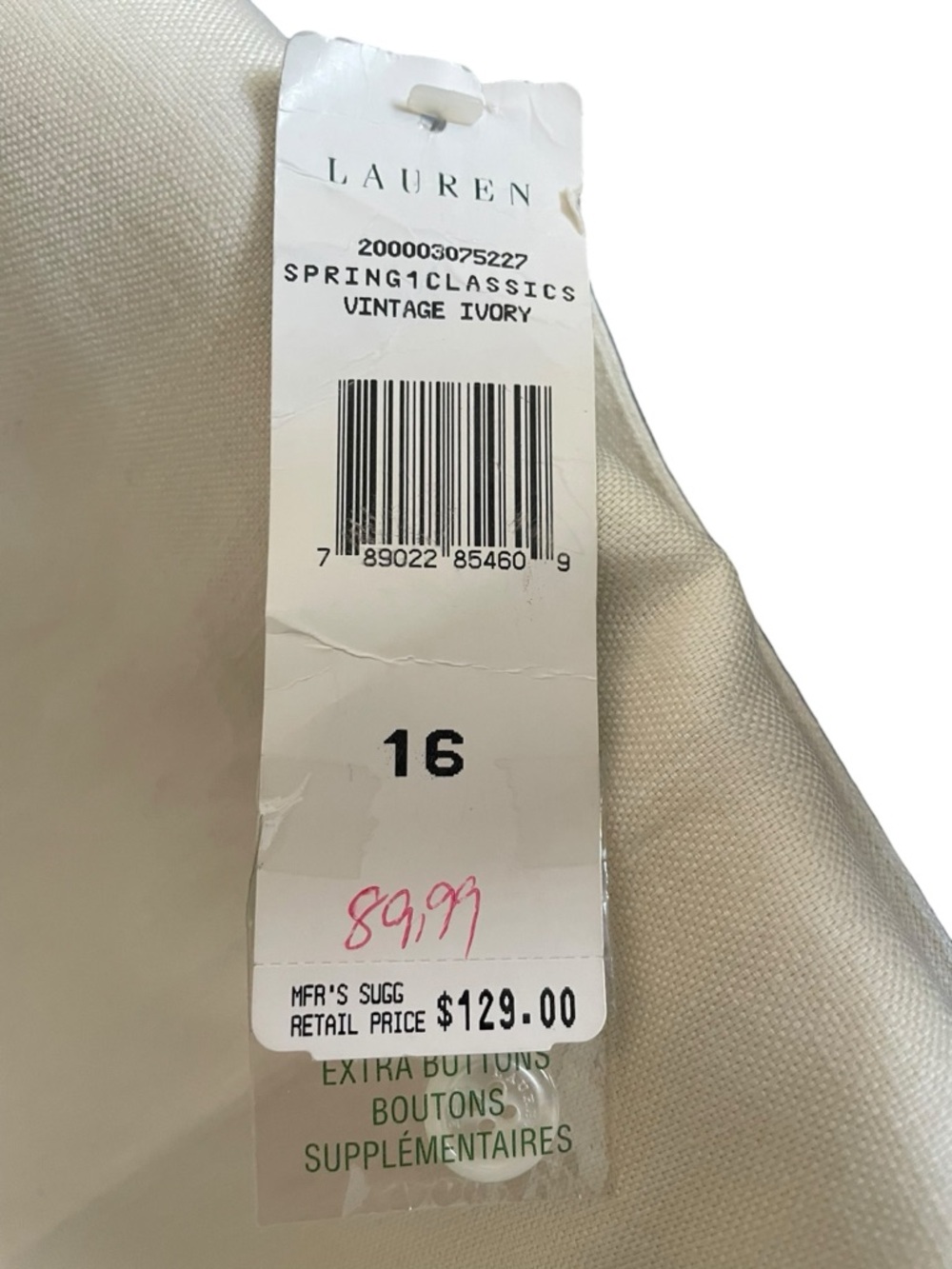 Lauren Ralph Lauren Cream wide leg, fully lined linen dress pants Sz: 16 NWT - Picture 8 of 8